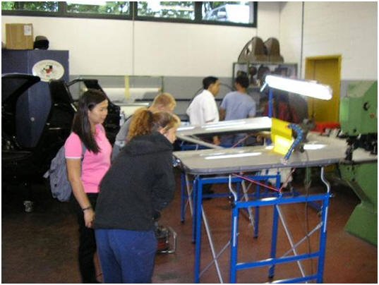 Photo: Mit grösstem Interesse wollen hier auch die Leute der Schuldirektion aus Vietnam versuchen, wie es geht