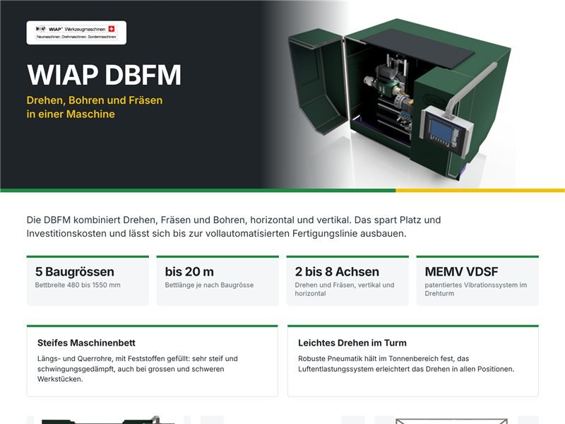 WIAP DBFM – Drehen, Bohren und Fräsen in einer Maschine · WIAP AG