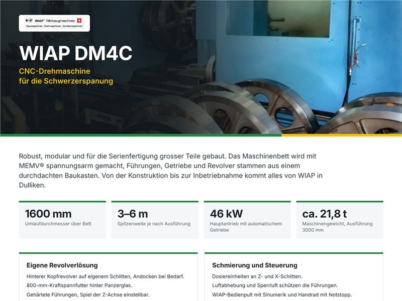 WIAP DM4C – CNC-Drehmaschine für die Schwerzerspanung · WIAP AG