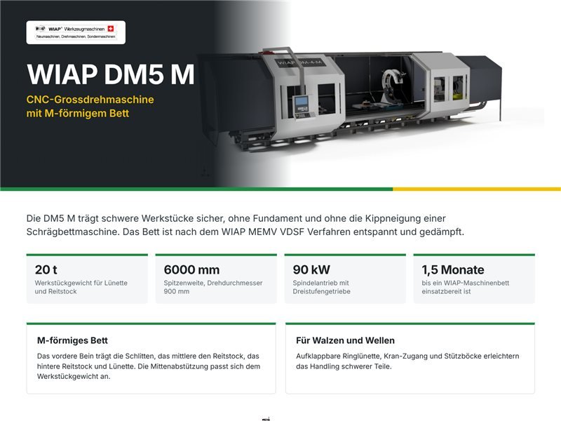 WIAP DM5 M – CNC-Grossdrehmaschine mit M-Bett · WIAP AG