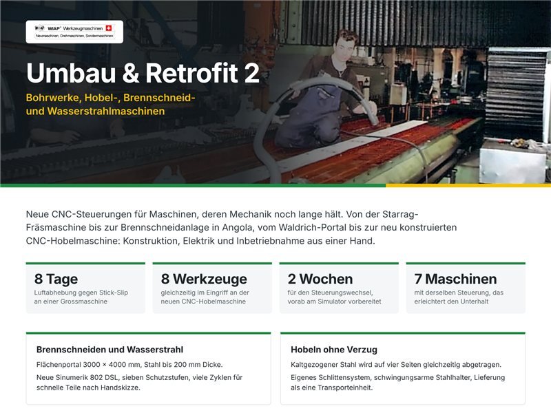 Umbau und Retrofit 2 – Bohrwerke, Hobel- und Schneidmaschinen · WIAP AG