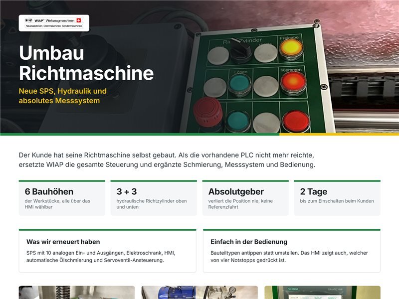 Umbau einer Richtmaschine – Neue SPS und Messsystem · WIAP AG